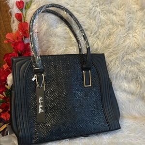 Pink Haley Black Shoulder Bag with Textured Design